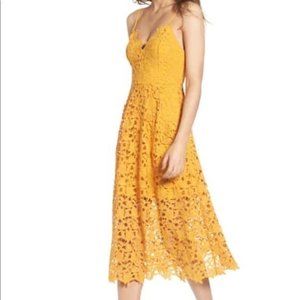 ASTR Lace A Line Midi Dress Marigold Yellow Size M